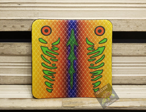 Table Coaster - Neoprene Square - Fishing (Yellow/Orange/Purple/Green)