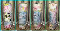 20oz SS Tumbler - Pink/Blue Marble Swirl & Flowers