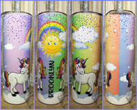 20oz SS Tumbler - 2 Unicorns Rainbow Sky