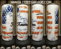 20oz SS Tumbler - God Guns Guts
