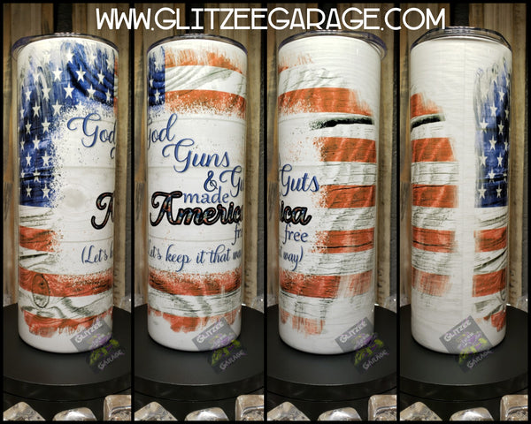 20oz SS Tumbler - God Guns Guts