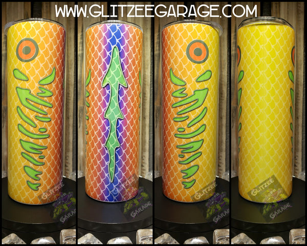 20oz SS Tumbler - Fishing Tumbler - Yellow/Orange/Purple/Green