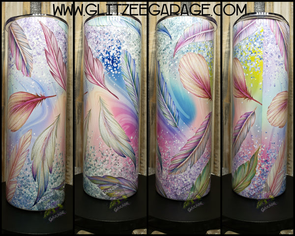 20oz SS Tumbler - Multicolor Feathers