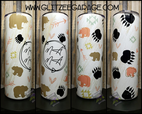 20oz SS Tumbler - Bear/Pawprints/Mama