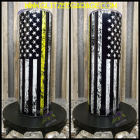 20oz SS Tumbler - American Flag - Yellow Line