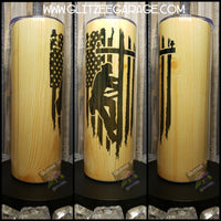 20oz SS Tumbler - Lineman - Burnt Wood