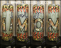 20oz SS Tumbler - Baseball Mom - Gray Wood * Cheetah/Leopard