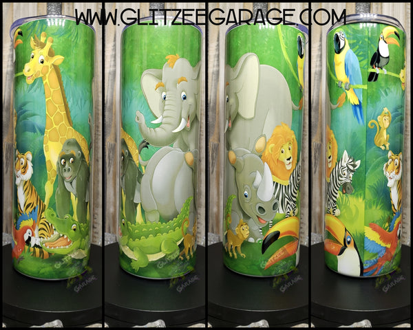 20oz SS Tumbler - Jungle/Safari Friends