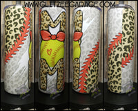 20oz SS Tumbler - Mom * Softball * Cheetah/Leopard