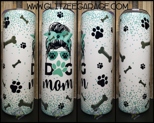 20oz SS Tumbler - Dog Mom (Teal)