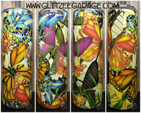 20oz SS Tumbler - Ivory w/ Multicolor Butterflies