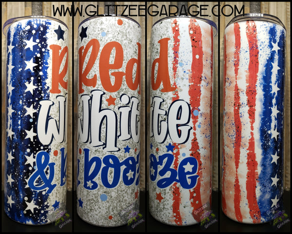 20oz SS Tumbler - Red White & Booze