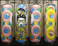 20oz SS Tumbler - Float Drink Tan Repeat * Pool Background