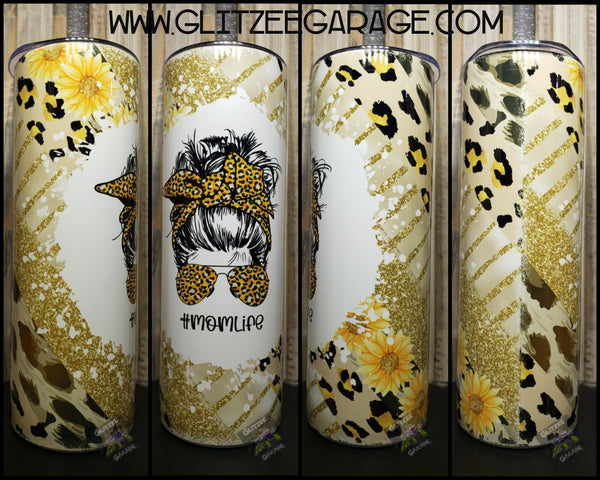 20oz SS Tumbler - #MomLife * Sunflower * Cheetah/Leopard
