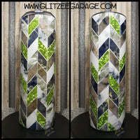 20oz SS Tumbler - Green Tangram