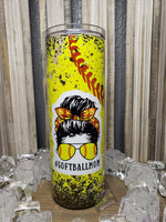 20oz SS Tumbler - Pitches Be Crazy * Softball Mom