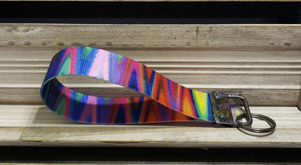 Keychain - Nylon Wristlet - Multicolor Waves