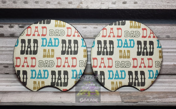 Car Coaster - Neoprene Circle - Tan Vintage Dad