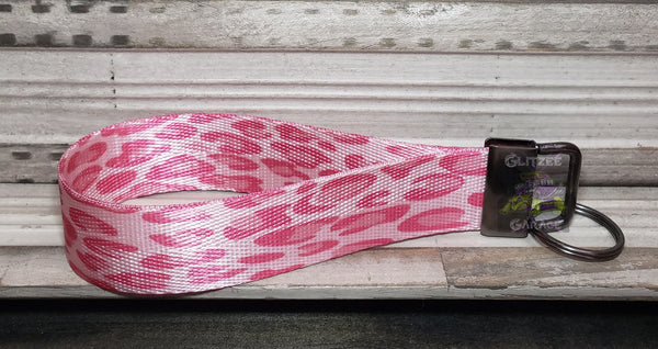 Keychain - Nylon Wristlet - Pink Cheetah/Leopard