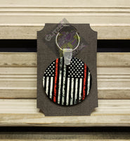 Keychain - Circle - American Flag - Red Line