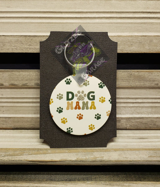 Keychain - Circle - Dog Mama/Pawprints