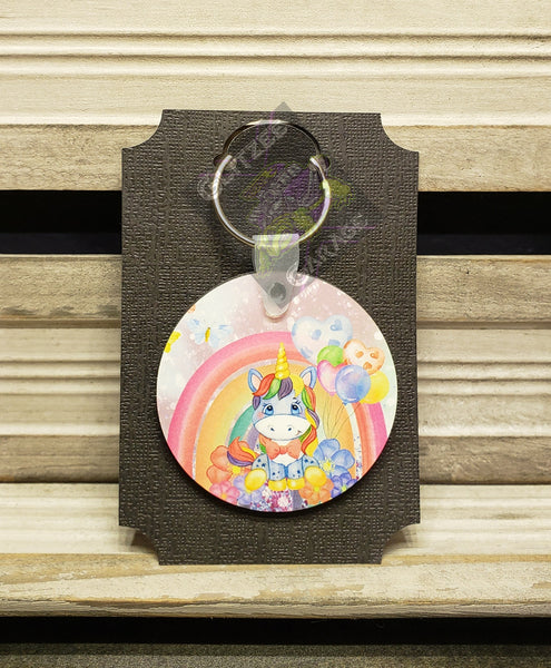 Keychain - Circle - Unicorn * Rainbow