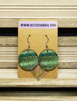 Earrings - Circle - Teal/Dark Brown Cheetah/Leopard