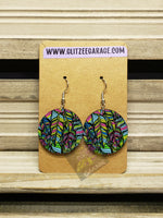 Earrings - Circle - Tropical Leaves