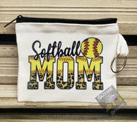 Coin/Card/Cash Pouch - Softball Mom * Cheetah/Leopard
