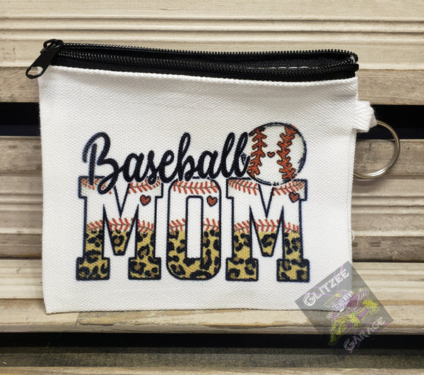 Coin/Card/Cash Pouch - Baseball Mom * Cheetah/Leopard