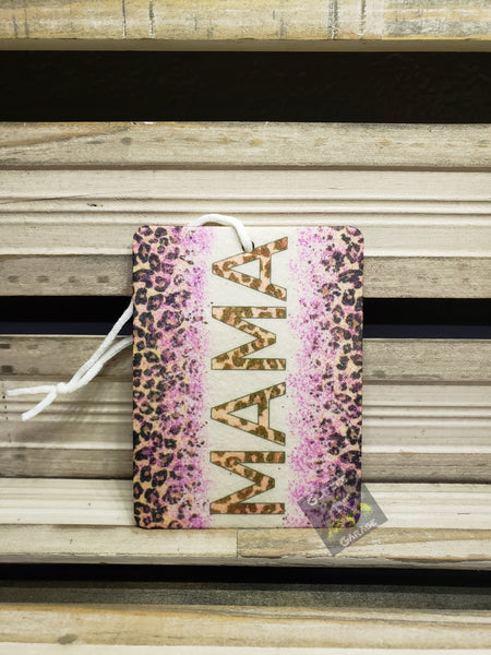 Air Freshener - Vertical Rectangle - Mama Pink Glitter Cheetah/Leopard