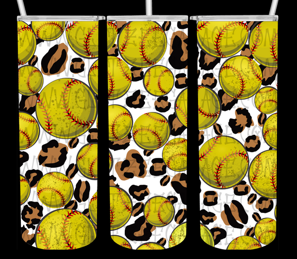 20oz SS Tumbler - Cheetah/Leopard W/ Softballs