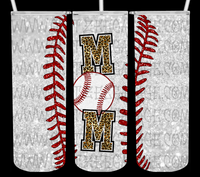 20oz SS Tumbler - Cheetah/Leopard Mom * Glitter Baseball