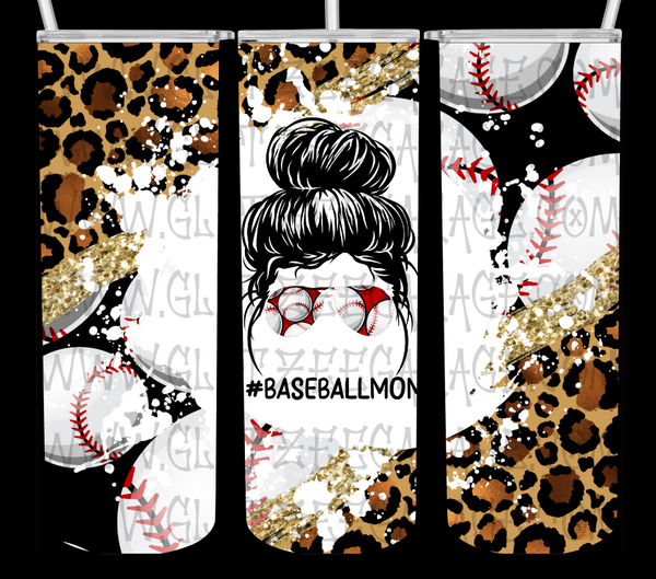 20oz SS Tumbler - Cheetah/Leopard * Baseball Mom * Messy Bun