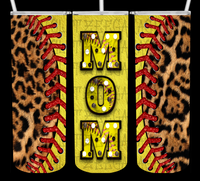 20oz SS Tumbler - Cheetah/Leopard * Mom * Softball * Glitter Laces